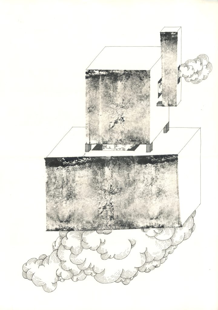Marianna Maslova "Thoughts in the fog of war", 2023, monotype, ink, $100, Kyiv